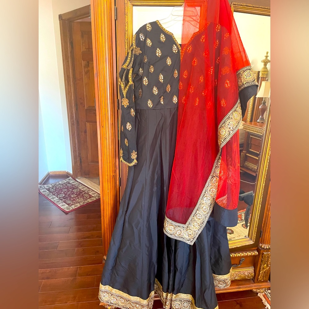 Beautiful black Anarkali with dupatta
